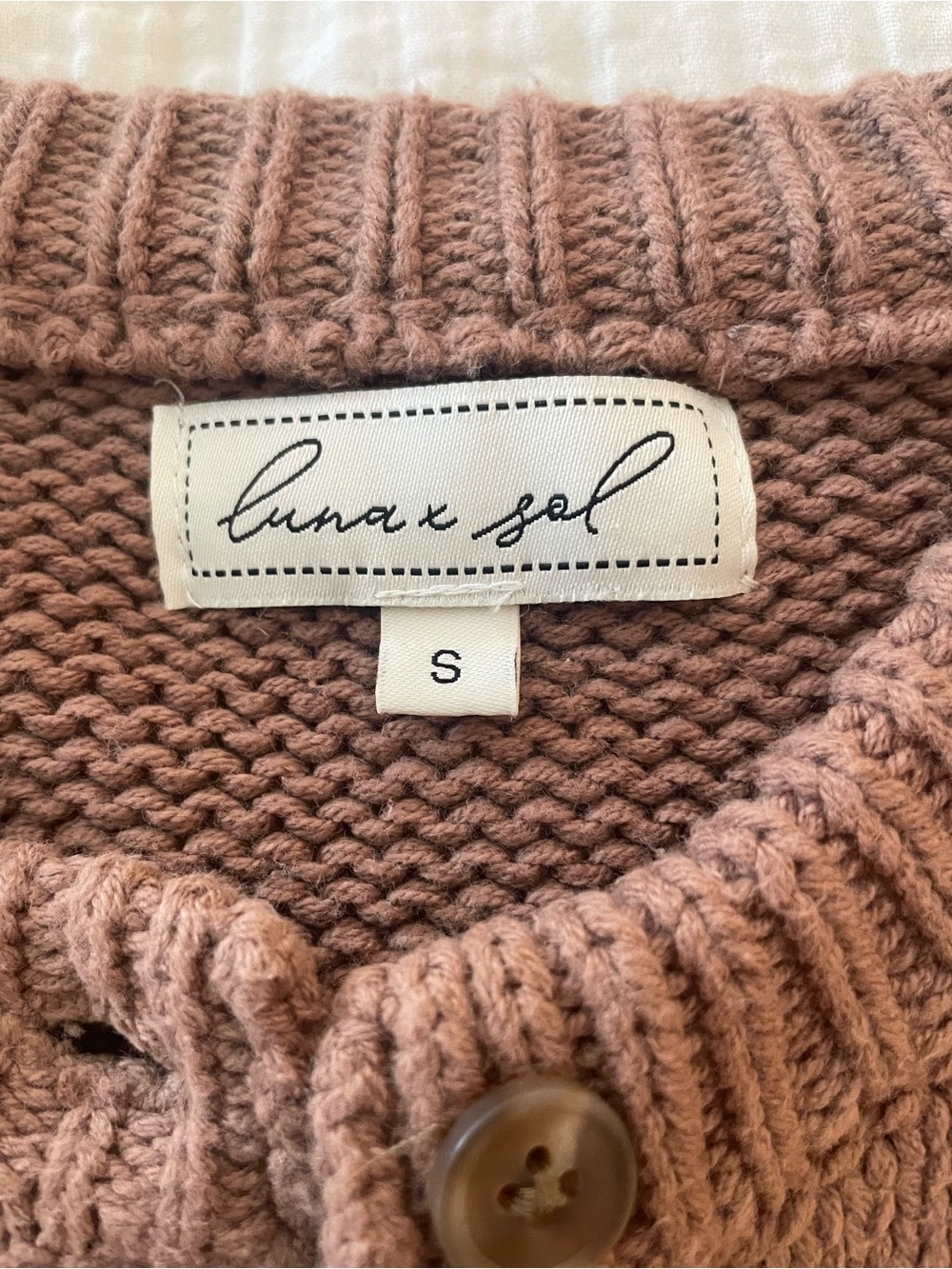 Chunky Brown Crewneck Button Cardigan Sweater size small - Picture 4 of 11